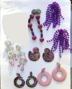 boucle d'oreille clip pendante lilas mauve rose à 5 € pièce, Handtassen en Accessoires, Oorbellen, Overige materialen, Gebruikt