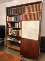 Vintage boekenrek met barkast, Huis en Inrichting, Kasten | Boekenkasten, Ophalen, Gebruikt, 150 tot 200 cm, Vintage