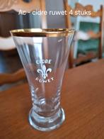 Set van 4 Cidre Ruwet glazen met goudrand, Verzamelen, Ophalen of Verzenden, Zo goed als nieuw, Bierglas