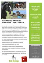 Ruiter | Amazone | Stalmedewerker Gezocht, Horaire variable