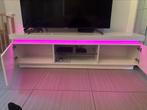 TV-meubel in witte hoogglanslak met LED-verlichting, Ophalen