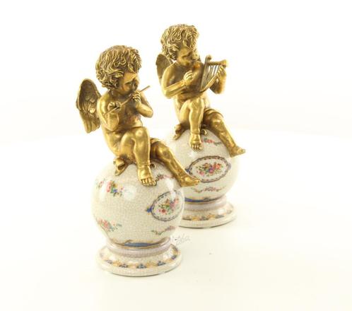 brons beeld , engel , porselein, Antiek en Kunst, Antiek | Brons en Koper, Brons, Ophalen of Verzenden