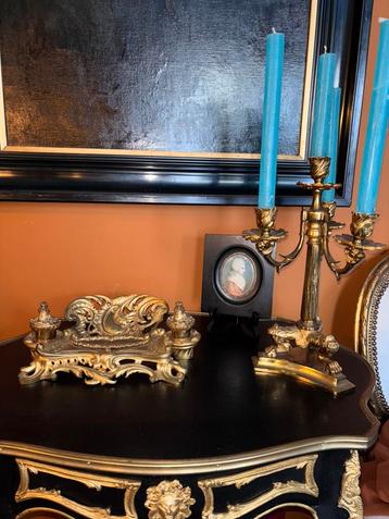 Napoleon III bureau inktpot in verguld brons beschikbaar voor biedingen