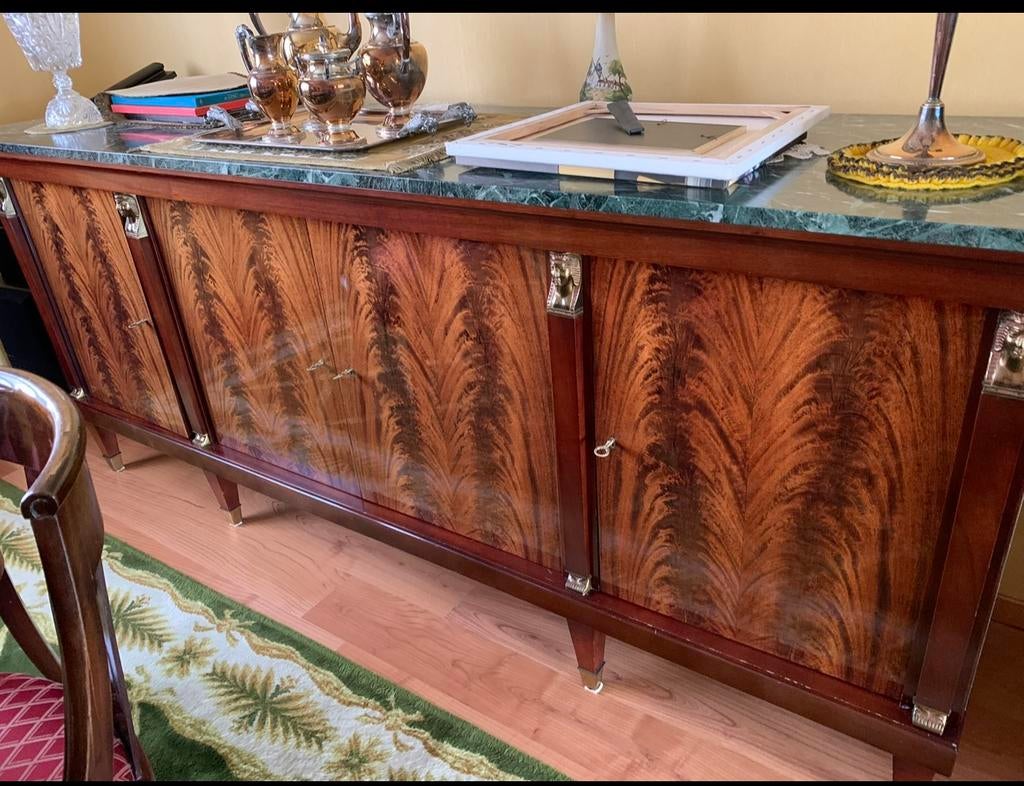 Eetkamerset 6-delig mahonie acajou empire egypt, Antiek en Kunst, Antiek | Meubels | Tafels, Ophalen