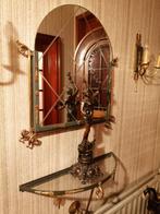 Regency spiegel lampen muurlampen en glazen schab, Ophalen
