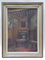 Jules Van de Veegaete - beau tableau - intérieur - 1957, Antiquités & Art, Enlèvement ou Envoi