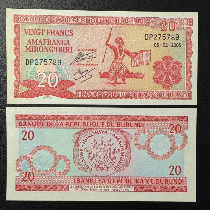 Burundi - 20 Francs 2005 - P 27d - UNC - 276, Postzegels en Munten, Bankbiljetten | Afrika, Los biljet, Burundi, Verzenden