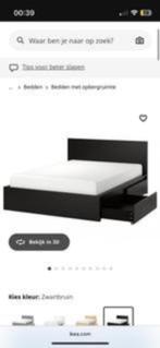 Malm bed met lades, Huis en Inrichting, Slaapkamer | Bedden, Ophalen, Zwart, Tweepersoons, Zo goed als nieuw