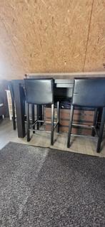 Table haute avec 4 chaises en cuir, Maison & Meubles, Tables | Dessertes, Comme neuf, 100 à 150 cm, Rectangulaire, Modern