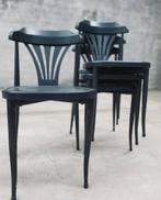 set 4 vintage café-stoelen, Huis en Inrichting, Stoelen, Ophalen, Kunststof, Gebruikt, Zwart