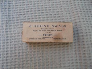 boite de 6 iodine swabs du MD de l  us army ww2 datée 1942, Enlèvement ou Envoi, Armée de terre