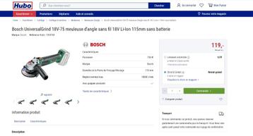 Bosch UniversalGrind 18V-75 meuleuse d'angle sans fil 18V Li disponible aux enchères