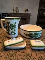 Vintage waskom met zeephouder en kam /borstelhouder, Antiek en Kunst, Ophalen