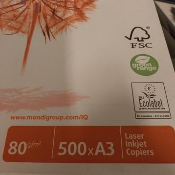 3 BLOKKEN van 500 vellen A3 WIT 80gr- of 1500 vellen beschikbaar voor biedingen