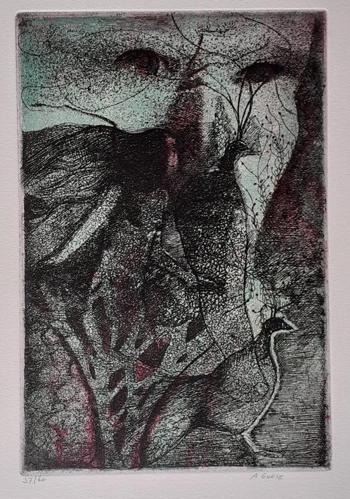"Griekse sfinx" - André Goezu, Antiek en Kunst, Kunst | Etsen en Gravures, Ophalen of Verzenden