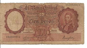 Argentinië 100 Pesos 1947-48 P#267 Serie A 19.580.091 VG .. beschikbaar voor biedingen