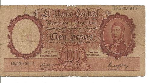 Argentinië 100 Pesos 1947-48 P#267 Serie A 19.580.091 VG .., Postzegels en Munten, Bankbiljetten | Amerika, Los biljet, Zuid-Amerika