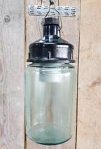 Antieke vintage industriele hanglampen hanglamp met glas, Ophalen of Verzenden, Zo goed als nieuw, Glas, 50 tot 75 cm