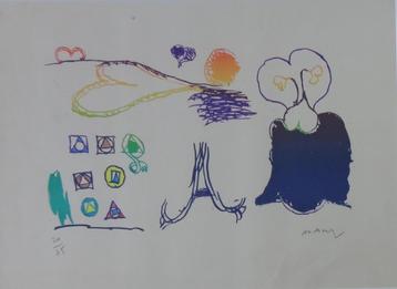 PIERRE ALECHINSKY / TUILE FAITIERE/ KLEURLITHO / 78x93cm KAD, Enlèvement