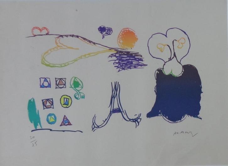 PIERRE ALECHINSKY / TUILE FAITIERE/ KLEURLITHO / 78x93cm KAD, Antiek en Kunst, Kunst | Litho's en Zeefdrukken, Ophalen