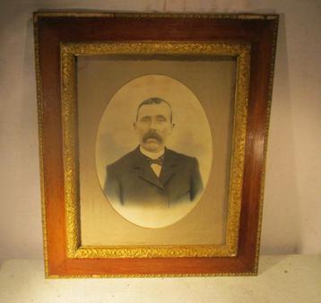 Beau cadre photo ancien en bois - 68x58/54x44, Enlèvement ou Envoi, Utilisé