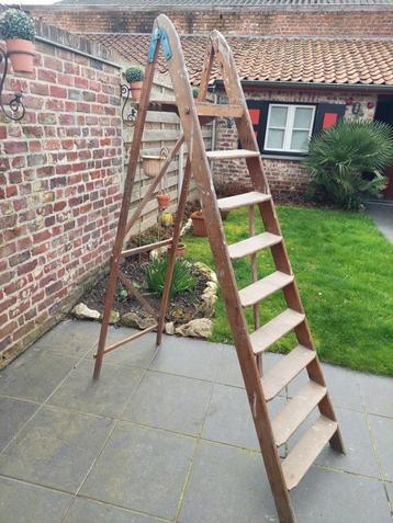 Vintage houten trapladder Franco Belge