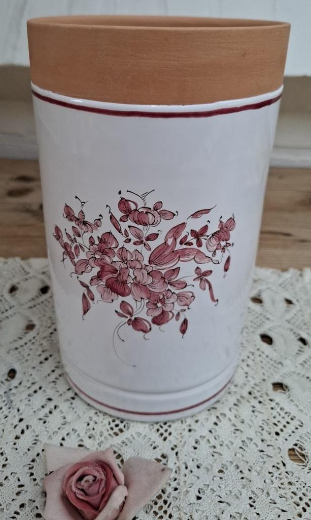 Mooie Franse wijnkoeler, bordeaux rode bloemen, Moustiers, Antiek en Kunst, Curiosa en Brocante, Ophalen of Verzenden