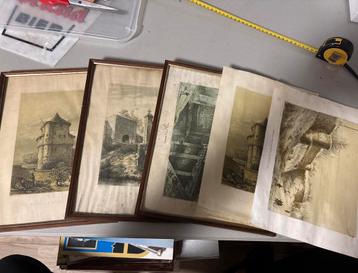 vijf originele 19e-eeuwse lithografieën Alexandre Schaepkens beschikbaar voor biedingen