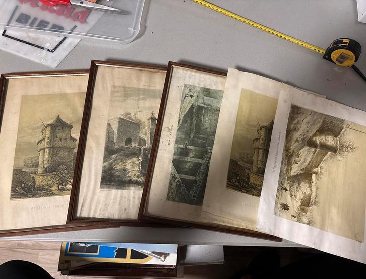 vijf originele 19e-eeuwse lithografieën Alexandre Schaepkens, Antiek en Kunst, Kunst | Schilderijen | Klassiek, Verzenden