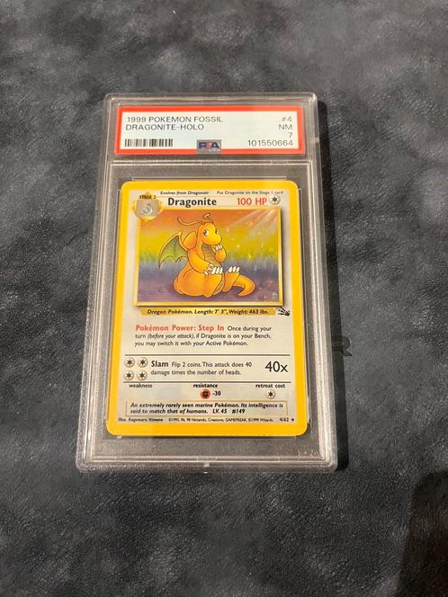 Dragonite fossil holo psa 7, Hobby en Vrije tijd, Verzamelkaartspellen | Pokémon, Zo goed als nieuw, Ophalen of Verzenden