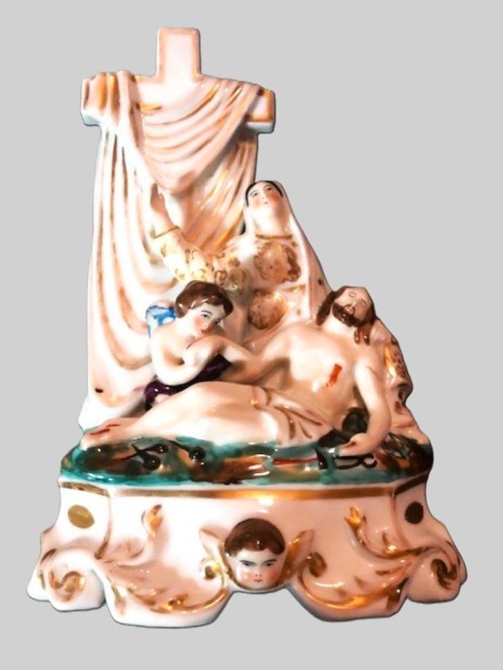 Kruisafname in porselein Andenne 25x18 cm, Antiek en Kunst, Antiek | Religieuze voorwerpen, Ophalen of Verzenden