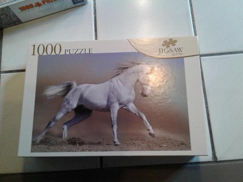 paardenpuzzel 1000 stukjes wit paard, Hobby & Loisirs créatifs, Sport cérébral & Puzzles, Utilisé, Puzzle, 500 à 1500 pièces, Enlèvement ou Envoi