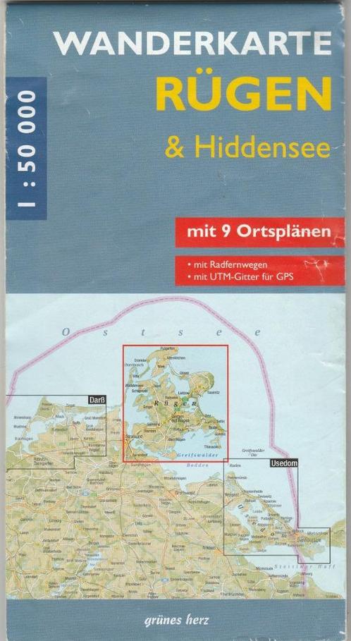Kaart van het schiereiland Rügen, Boeken, Atlassen en Landkaarten, Gelezen, Landkaart, Europa Overig, 2000 tot heden, Verzenden