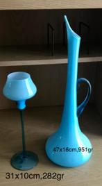 Vintage Opaline vaas en glas, Ophalen, Huis en Inrichting