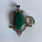 pendentif art nouveau en argent avec malachite et citrine, Enlèvement ou Envoi, Argent