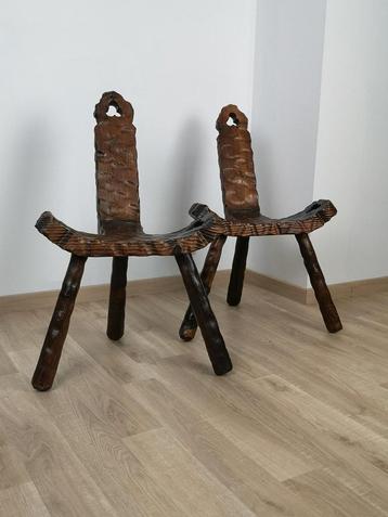 Prachtige set van 2 Spaanse brutalist stoeltjes beschikbaar voor biedingen