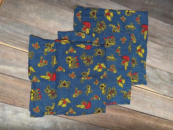 3 kussenhoezen 48 x 48 cm Wax blauw Waxstoffen Senegal, Huis en Inrichting, Woonaccessoires | Kussens, Gebruikt, Blauw, Vierkant