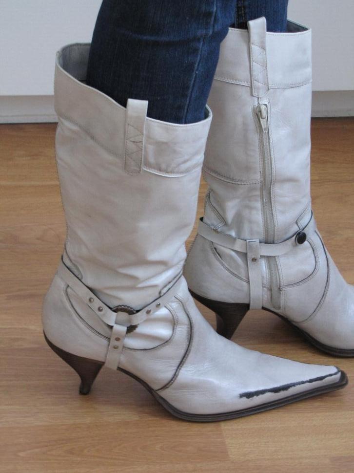 YKX&Co - leuke westernlaarzen - Lederen laarzen - mt 41, Kleding | Dames, Schoenen, Zo goed als nieuw, Hoge laarzen, Grijs, Ophalen of Verzenden