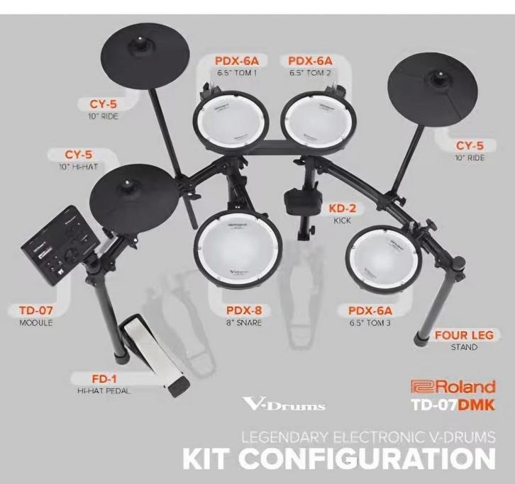 Drumstel ROLAND TD- 07DMK, Muziek en Instrumenten, Drumstellen en Slagwerk, Zo goed als nieuw, Roland, Elektronisch, Ophalen