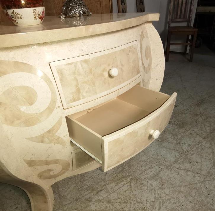 Oude hoek ladekast in merrano marmer B 95cm H 80cm D 67cm, Antiek en Kunst, Curiosa en Brocante, Ophalen