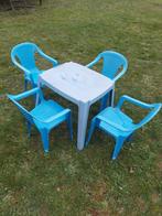 Plastieken tafeltje en 4 stoelen, Kinderen en Baby's, Gebruikt, Ophalen