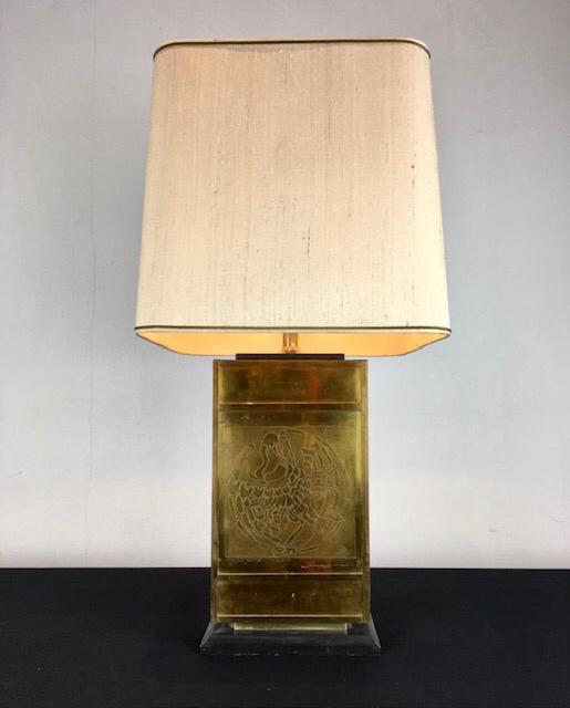 Grote Vintage Design geëtste Tafellamp - 1970s, Antiek en Kunst, Antiek | Verlichting, Ophalen of Verzenden