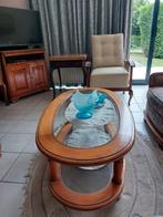 Salontafel hout + glas, Huis en Inrichting, Tafels | Salontafels, Ophalen, Gebruikt, Glas
