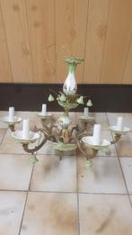 Vintage groene kandelaar, Huis en Inrichting, Lampen | Kroonluchters, Ophalen