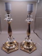 Paire de lampes bougeoirs Art Déco — argentées avec cristal, Enlèvement, Argent