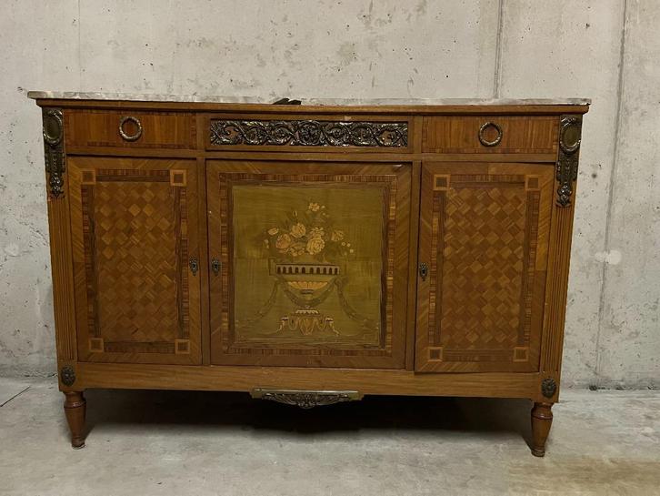 GRATIS antieke kast met gebroken marmeren blad, Huis en Inrichting, Kasten | Dressoirs, Gebruikt, 100 tot 150 cm, Met lade(s)