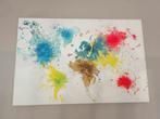 Grand tableau carte du monde abstrait, Ophalen
