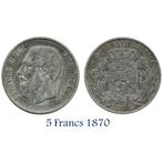 België >Leopold II - 5 francs - 1870, Postzegels en Munten, Zilver, Ophalen of Verzenden, Losse munt, Zilver