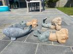 4 beeldjes voor tuin/fontein, Ophalen, Gebruikt
