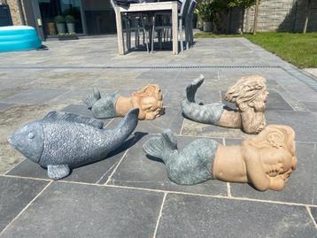 4 beeldjes voor tuin/fontein, Enlèvement, Utilisé